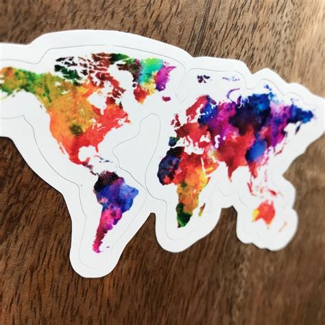 World Map Sticker Continents Sticker Travel Sticker Laptop | Etsy