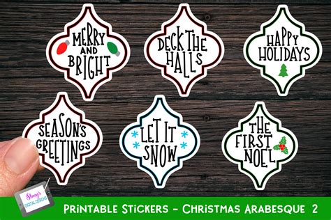 Christmas Stickers Arabesque Graphic By Stacysdigitaldesigns