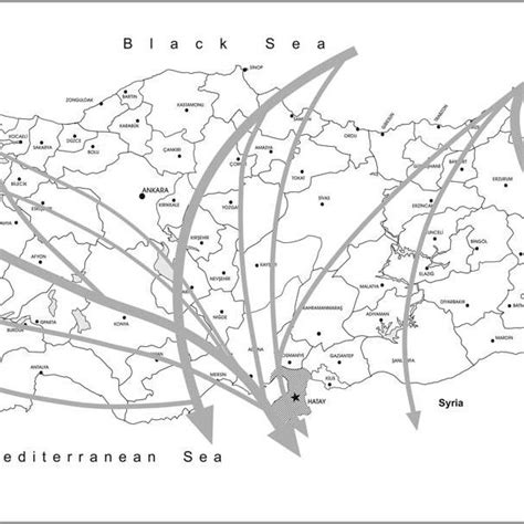 Illustrative map of major bird migration routes and the study region in ...