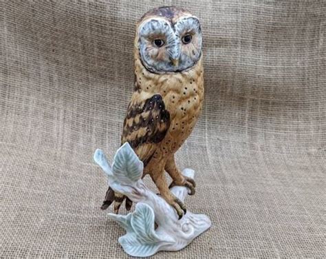 Goebel Barn Owl Figurine Hand Painted Owl On Branch Goebel West