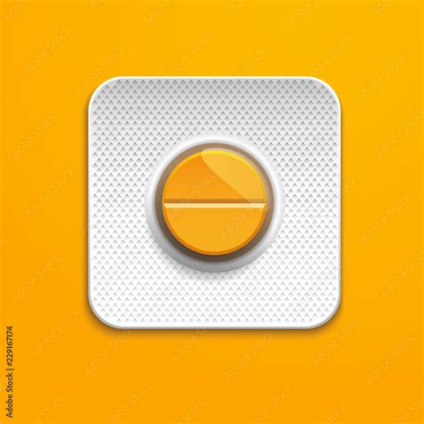 Medicine Orange Pill In Blister Pack On Orange Background