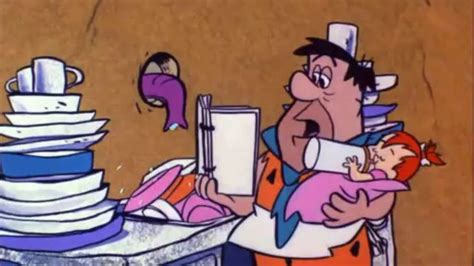 Fred Trying To Take Care Of Pebbles In The Flintstones Episode Carry On Nurse Fred Flintstone