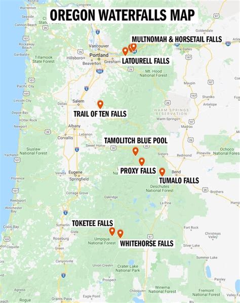 Oregon Waterfalls Map | Oregon waterfalls, Seaside oregon, Oregon