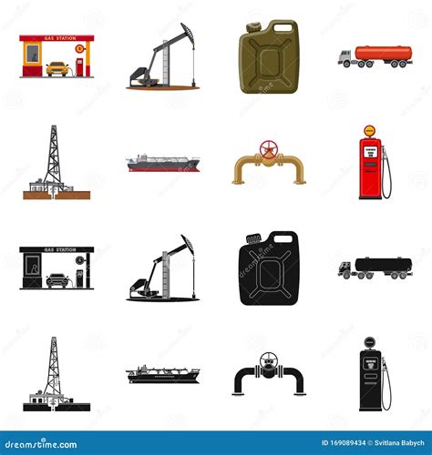 Vector Design Of Oil And Gas Icon Collection Of Oil And Petrol Stock