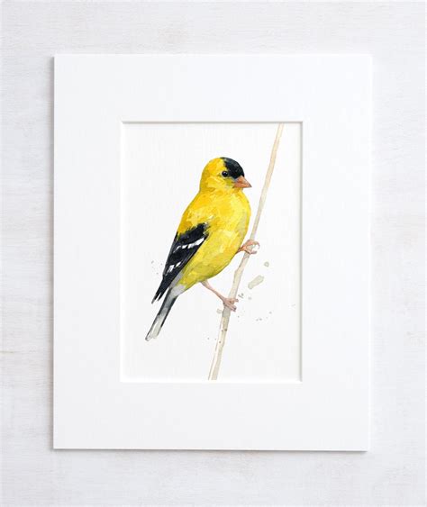 Goldfinch Watercolor Print Bird Painting Etsy