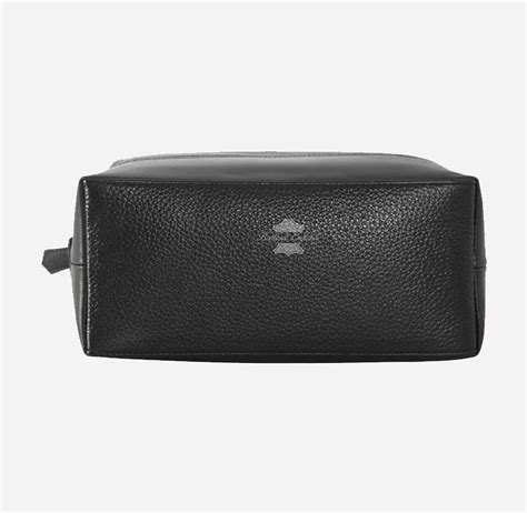 Large Leather Toiletry Bag Black Boutique England