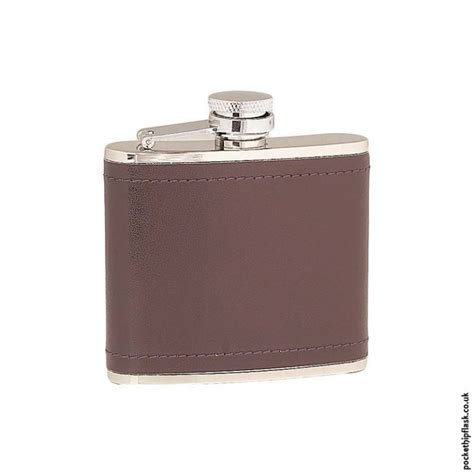 4oz Stainless Steel Hip Flask Encased In Burgundy Leather Pocket Hip