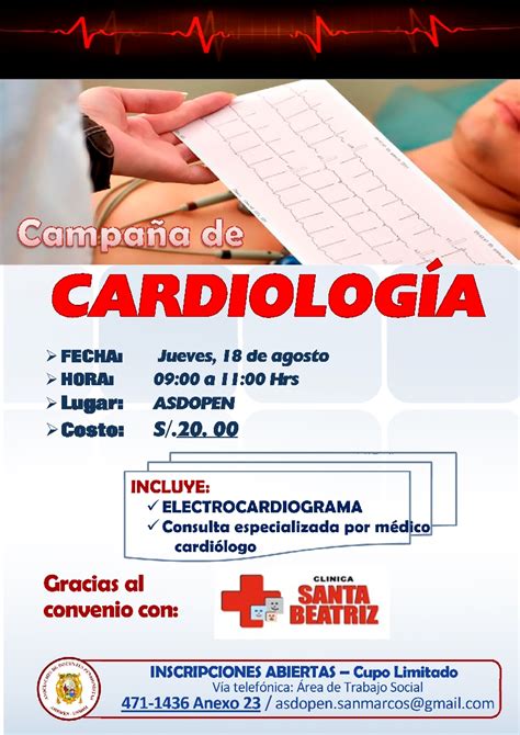 El Blog Oficial De Asdopen Unmsm Campa A De Cardiolog A Jueves De