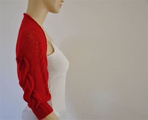 Red Wedding Bolero Bridal Shrug Bolero Knit Cable Sweater Etsy