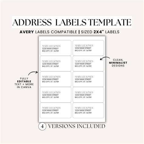 Minimalist Return Address Label Template Shipping Address Labels Size 2x4 Avery Label 8163