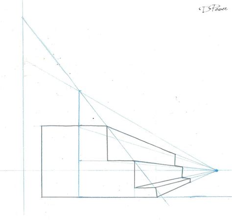 An exercise in drawing stairs from the side in 1-point perspective ...