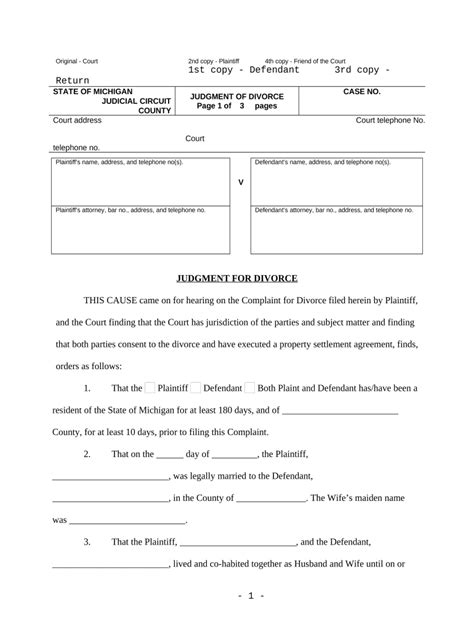 Michigan Divorce With Doc Template PdfFiller