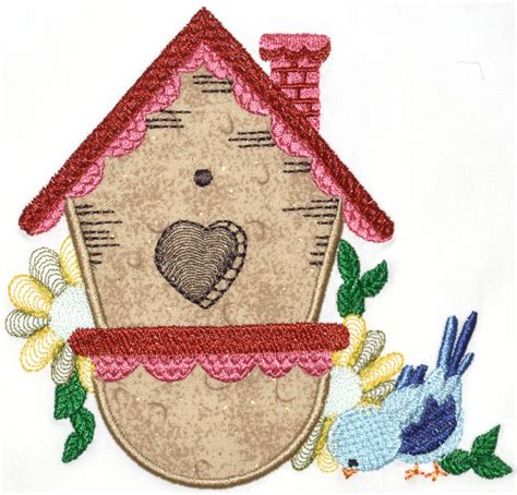 Country Birdhouses Applique Machine Embroidery Designs