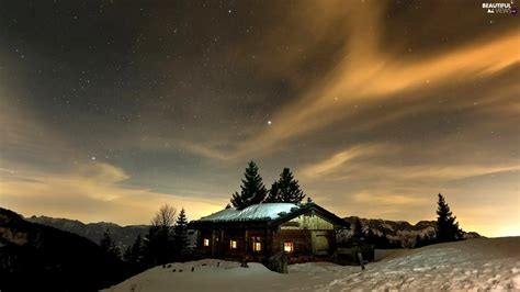 Sky Winter Night Home Beautiful Views Wallpapers 1920x1080