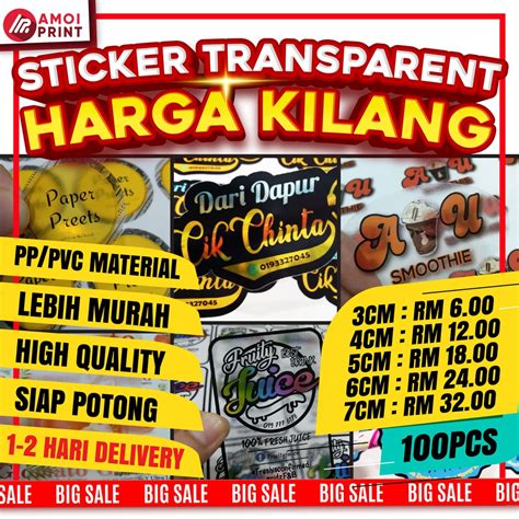 pcs transparent sticker product sticker label murah water