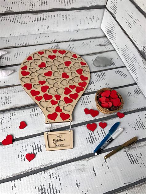 Wedding Guestbook Hot Air Balloon Clouds Guest Book D Etsy