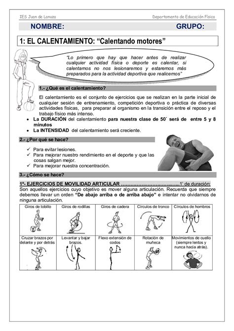 Calaméo 1º Eso 1º Ev F Icha Calentamiento Borja