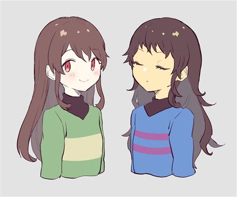 Safebooru Androgynous Blush Brown Hair Chara Undertale Closed Eyes Closed Mouth Frisk