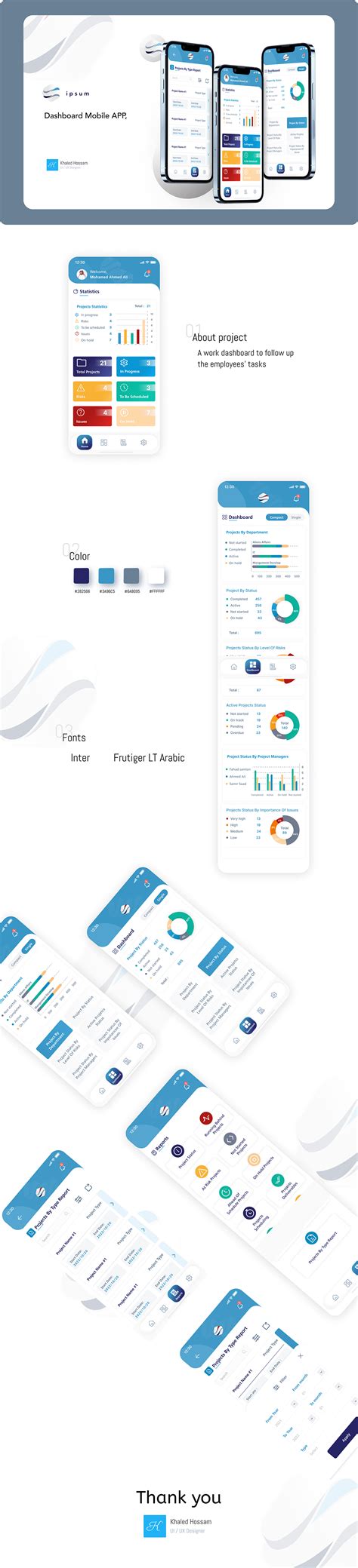 A work dashboard to follow up the employees' tasks on Behance