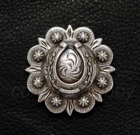 Set Of 6 Western Saddle Tack 1 Inch Antique Horse Shoe Berry Conchos