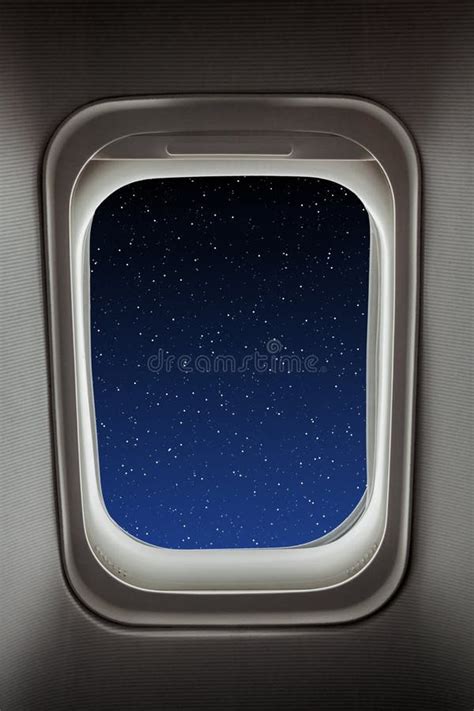 Night Sky. View from Airplane Window Stock Image - Image of holiday ...