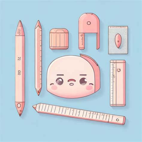 Premium Ai Image Cute Stationary Eraser Ruler Pen Pencil