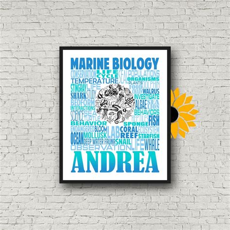 Marine Biology Typography, Personalized Marine Biologist Poster, Gift For Marine Biology Student ...