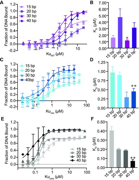 The Ku C Terminus Limits Dna Binding A Dna Binding Curves For Ku Wt