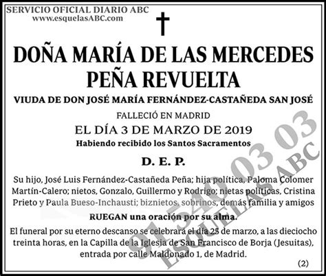 María de las Mercedes Peña Revuelta ESQUELAS ABC