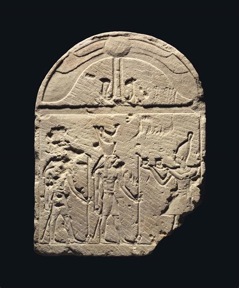 AN EGYPTIAN SANDSTONE STELE FOR HORUS AND SOBEK LATE PTOLEMAIC PERIOD