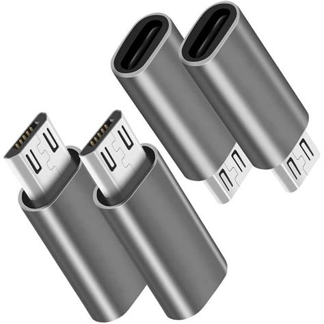 4 Pack Usb C To Micro Usb Male Charging And Data Sync Adapter Type C Female Converter Connector