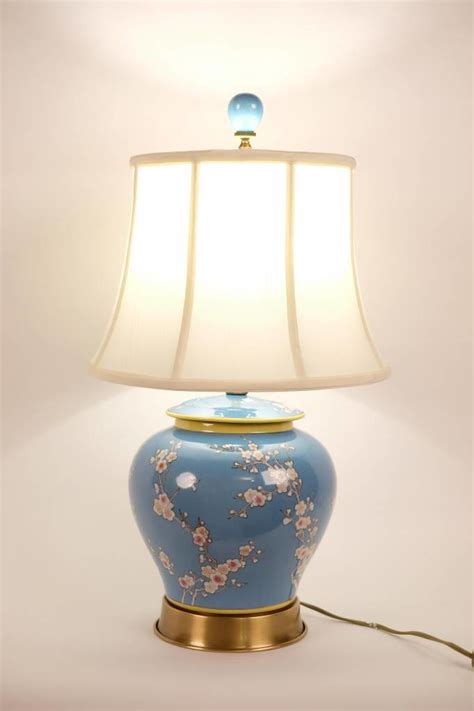 Oriental Table Lamp Porcelain Hand Painted Ginger Pot Blue W38xd38xh53