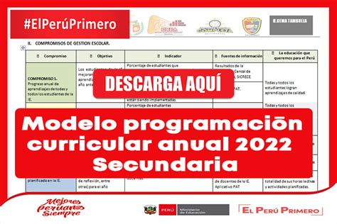 Modelo Programaci N Curricular Anual Secundaria Tus Materiales