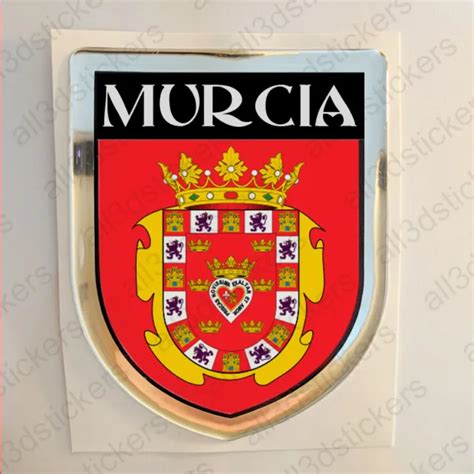 PEGATINA MURCIA ESPAÑA Escudo Armas 3D Relieve Bandera Pegatinas