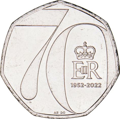 Elizabeth II 50 Pence Platinum Jubilee 2022 BU