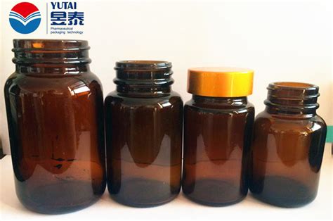 Amber Glass Bottle For Tablet With Wide Mouth Tablet Glass Bottle And