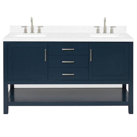 Winston Porter Meuble Lavabo Double Autoportant 60 Po Avec Plateau En