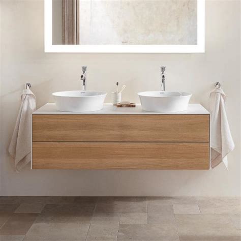 Duravit White Tulip 2 lavabos à poser et meuble sous lavabo avec 2