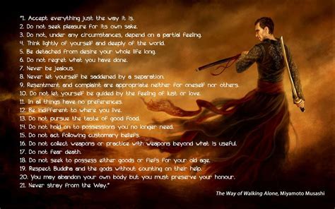 Miyamoto Musashi Quote Warrior Spirit Samurai Art Walking Alone