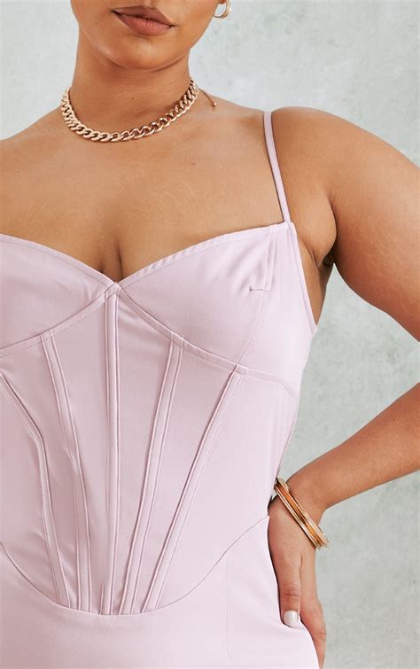 Plus Dusty Pink Strap Detail Bodycon Dress Plus Size Prettylittlething Usa