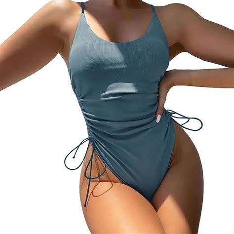 Female Swimsuit Solid Color Hawaii Monokini Leaves Bikini Monokin Lady