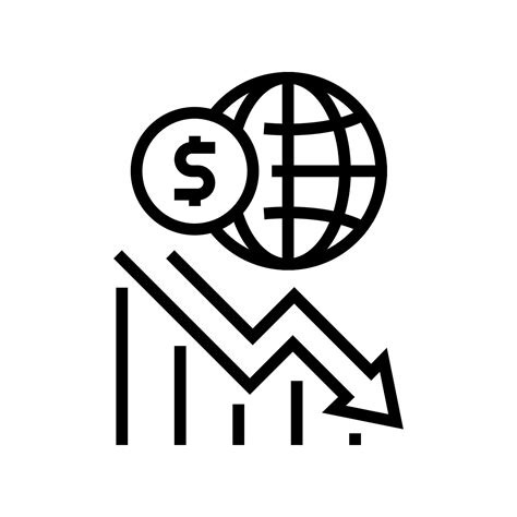 ilustración de vector de icono de línea de crisis de economía mundial