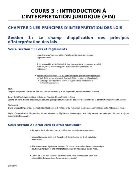 Drt Cours Principe Dinterpr Tation Cours Introduction L