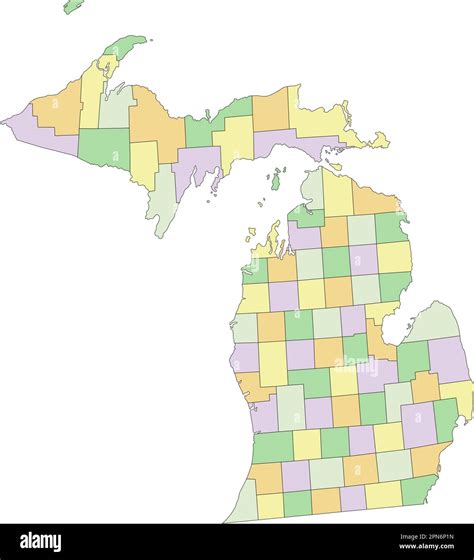 Michigan Highly Detailed Editable Political Map Stock Vector Image