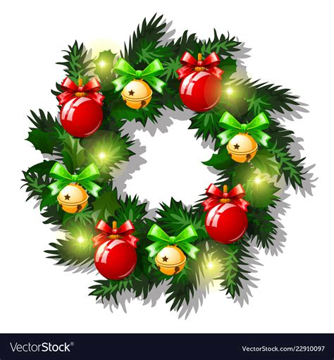 Christmas sketch with wreath of fir twigs Vector Image