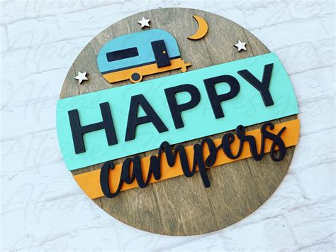 Happy Campers Svg Camping Svg Glowforge Happy Camper Laser Etsy