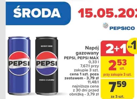 Pepsi Max Nap J Gazowany O Smaku Cola Ml Taniej Promocja