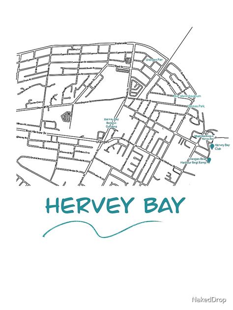 Hervey Bay Map Poster For Sale By Nakeddrop Redbubble