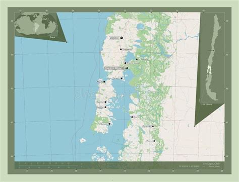 Los Lagos, Chile. OSM. Labelled Points of Cities Stock Illustration ...