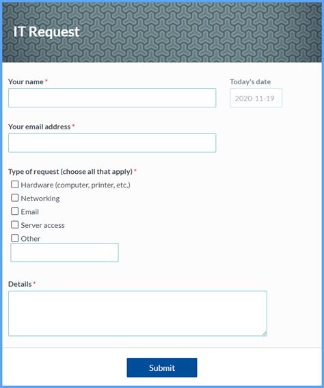 It Service Request Form Template Word